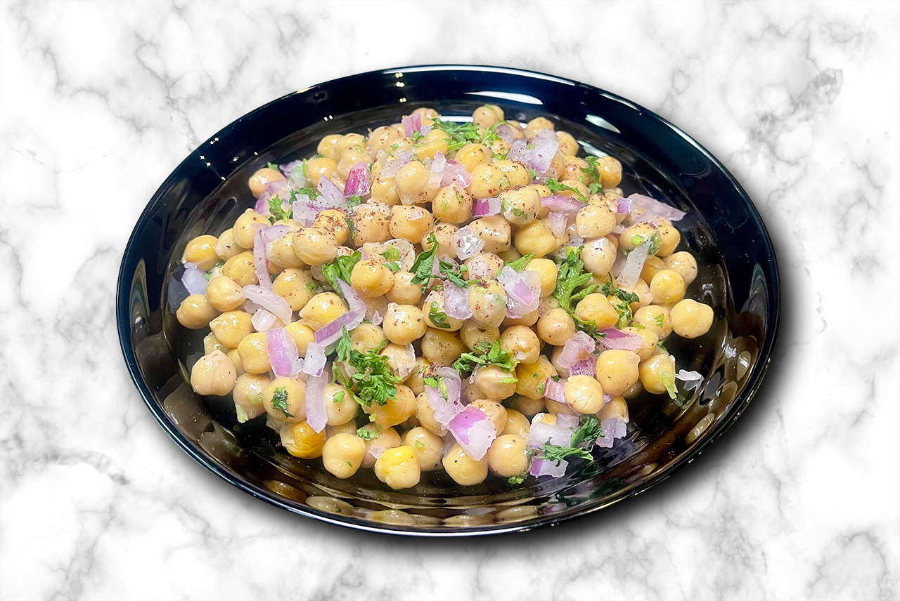 Chickpea Salad - vegetarian chickpea salad with parsley, onions and lemon dressing - healthy Middle Eastern option