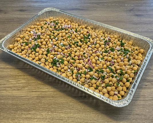 Vegan gluten-free chickpea salad catering tray Calgary halal buffets