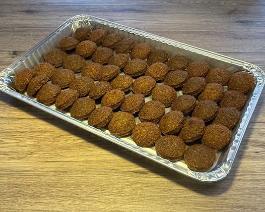Vegan gluten-free falafel patties catering tray for Calgary events