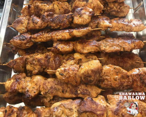 Chicken Tawouk Skewers cooked to perfection